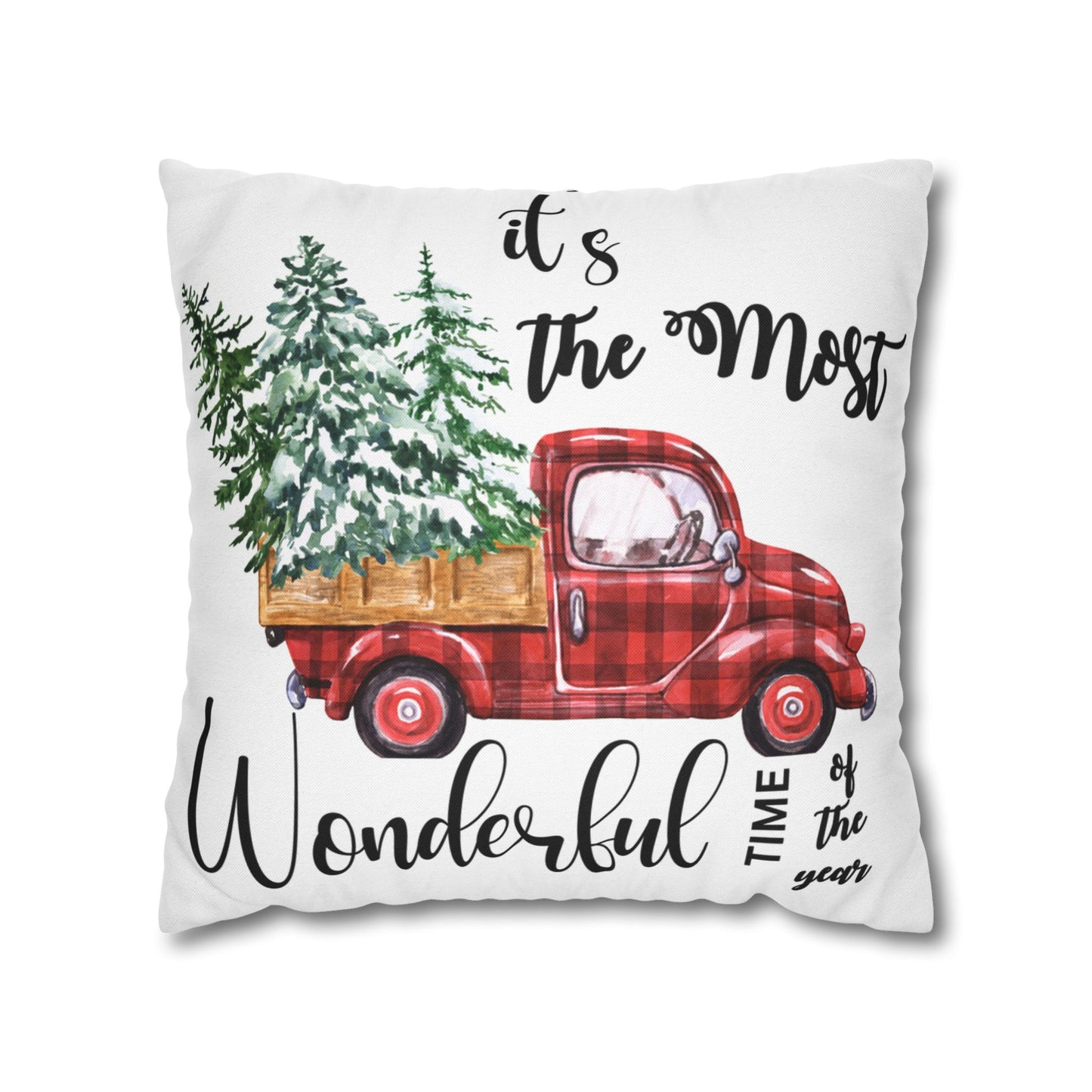 Christmas | "It's The Most Wonderful Time of the Year" Square Pillow Cover (Available in 14", 16", 18", and 20")