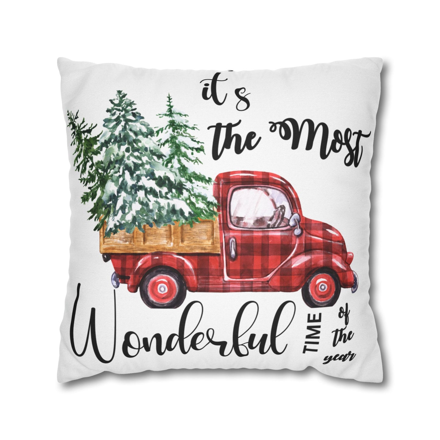 Christmas | "It's The Most Wonderful Time of the Year" Square Pillow Cover (Available in 14", 16", 18", and 20")