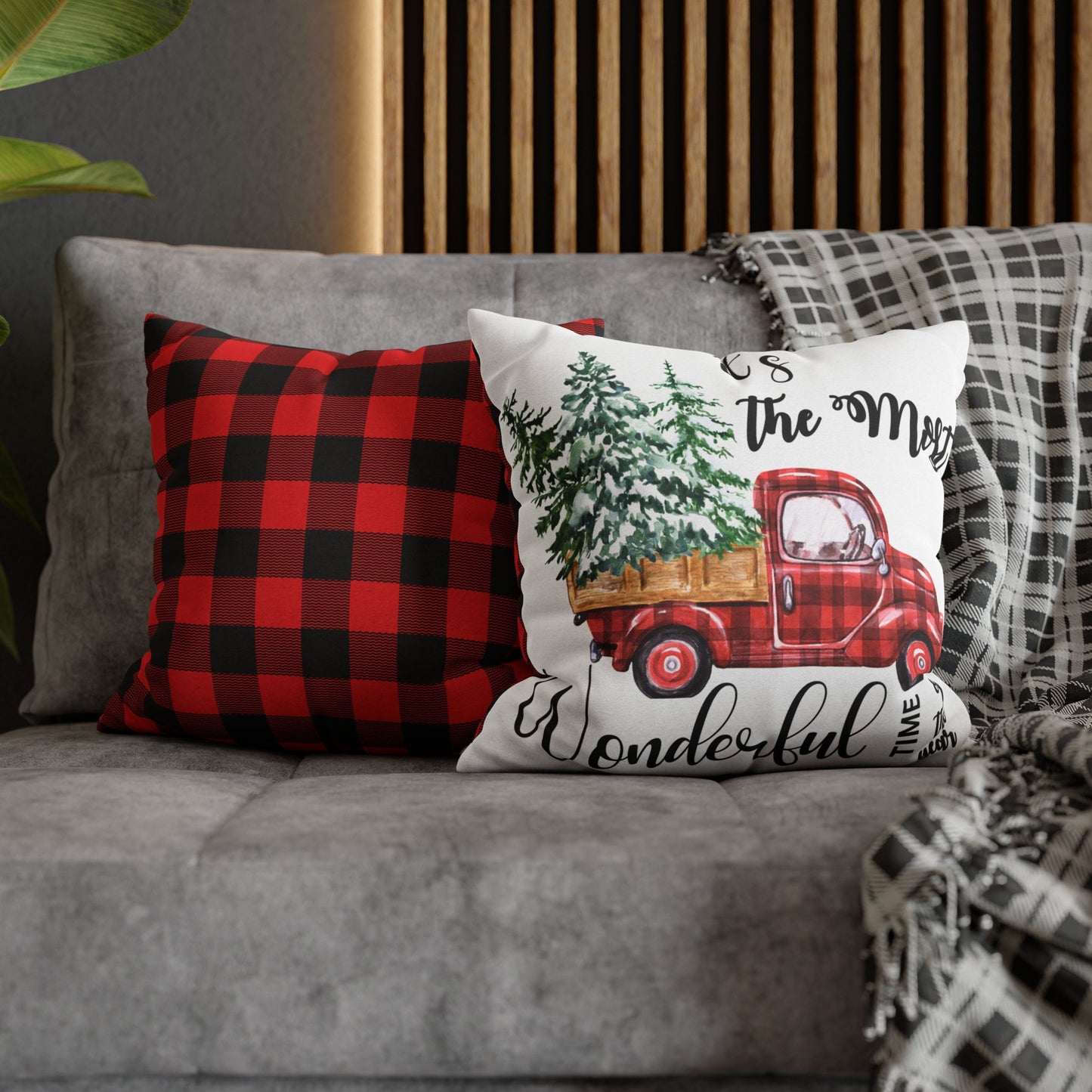 Christmas | "It's The Most Wonderful Time of the Year" Square Pillow Cover (Available in 14", 16", 18", and 20")