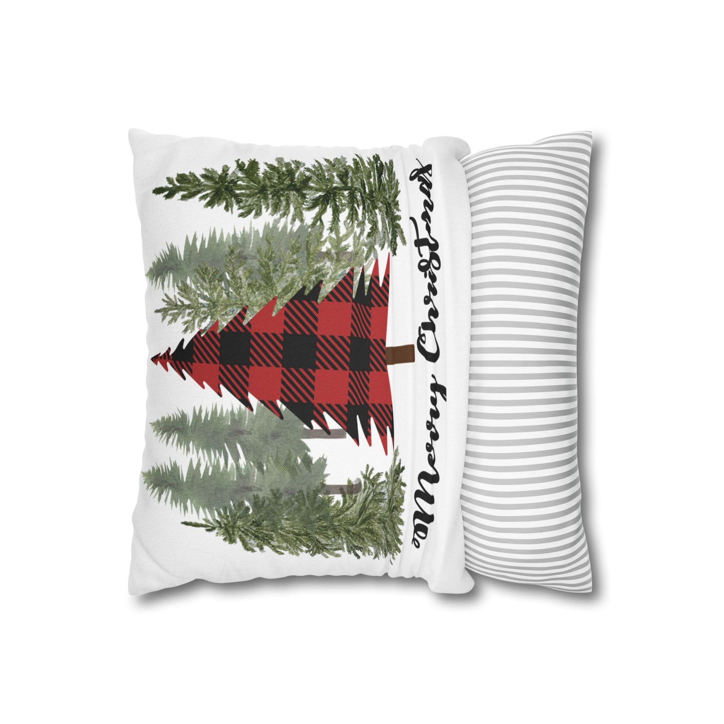 Christmas | "Merry Christmas" Festive Trees Square Pillow Covers (Available in 14", 16", 18", or 20")