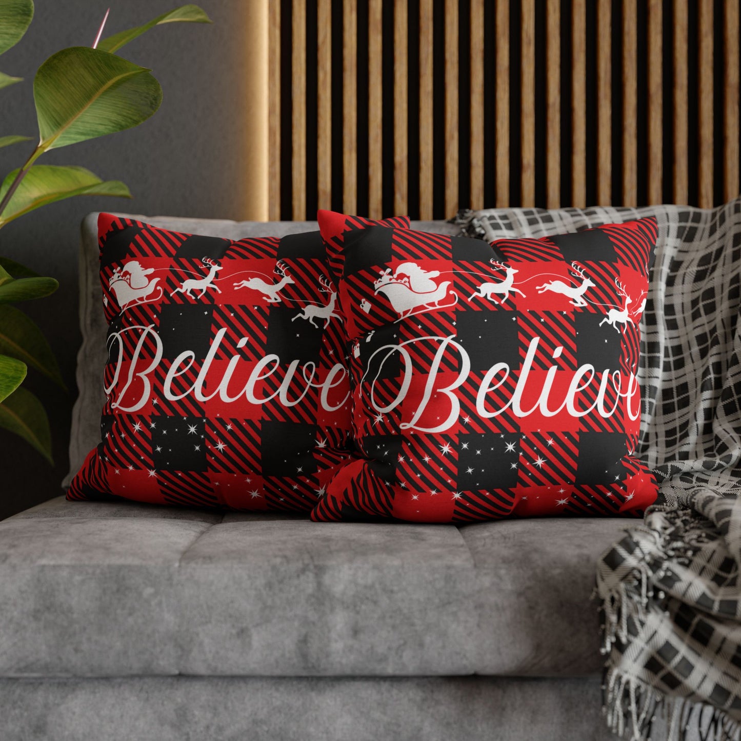 Christmas | Believe Square Pillow Cover (Available in 14", 16", 18", and 20")