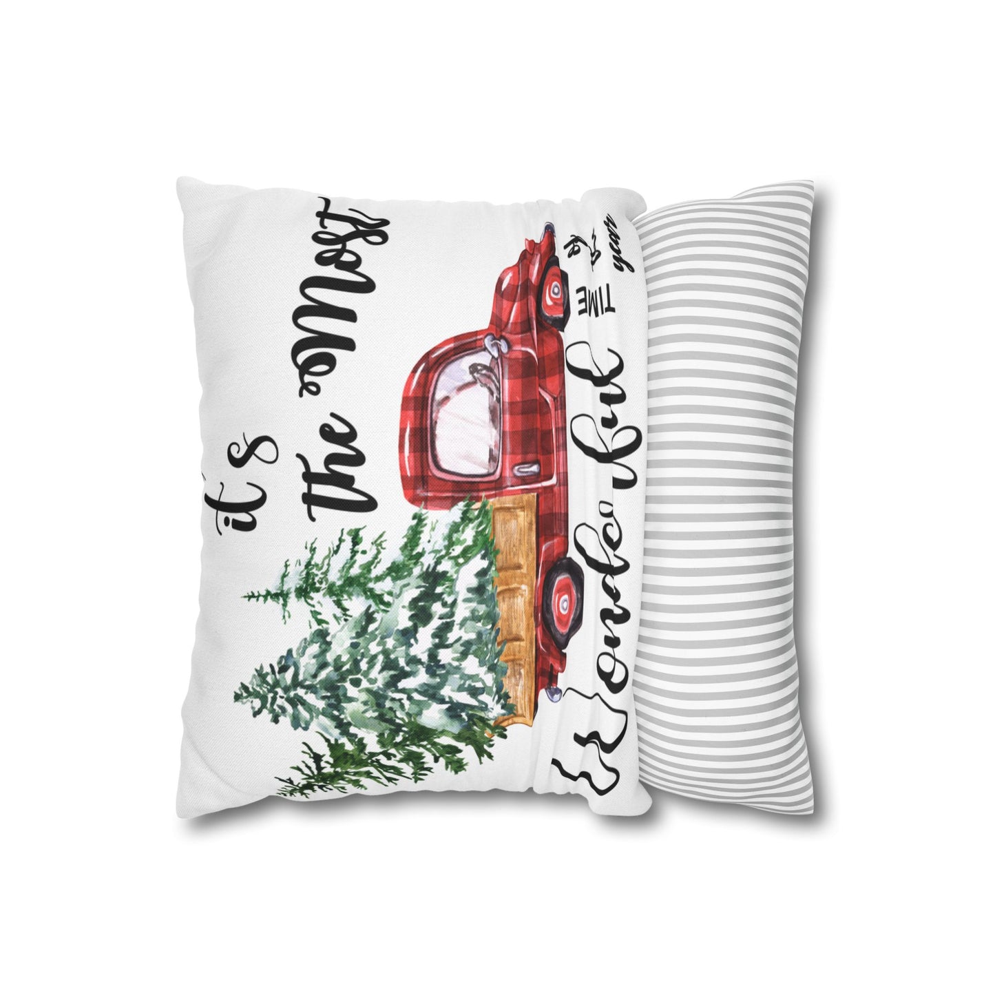 Christmas | "It's The Most Wonderful Time of the Year" Square Pillow Cover (Available in 14", 16", 18", and 20")