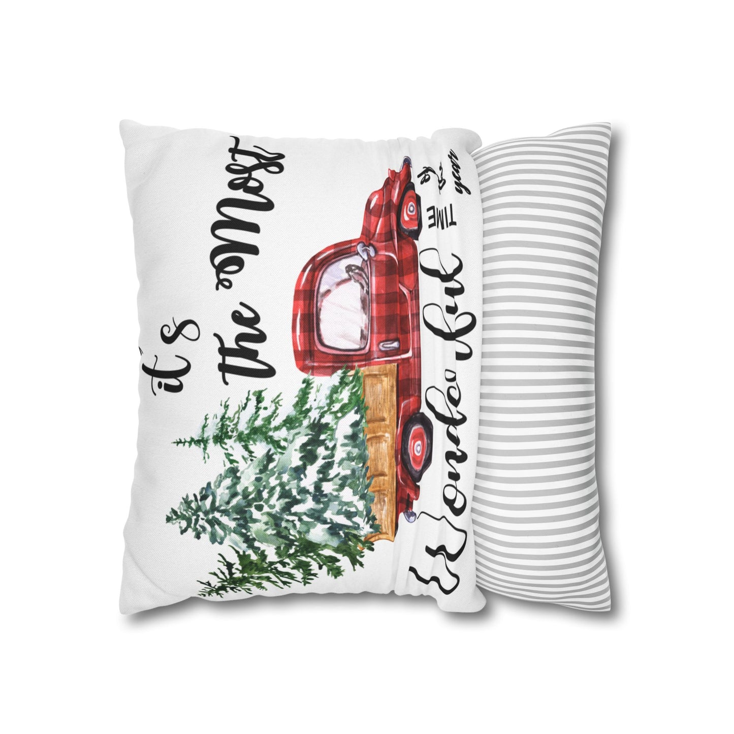 Christmas | "It's The Most Wonderful Time of the Year" Square Pillow Cover (Available in 14", 16", 18", and 20")