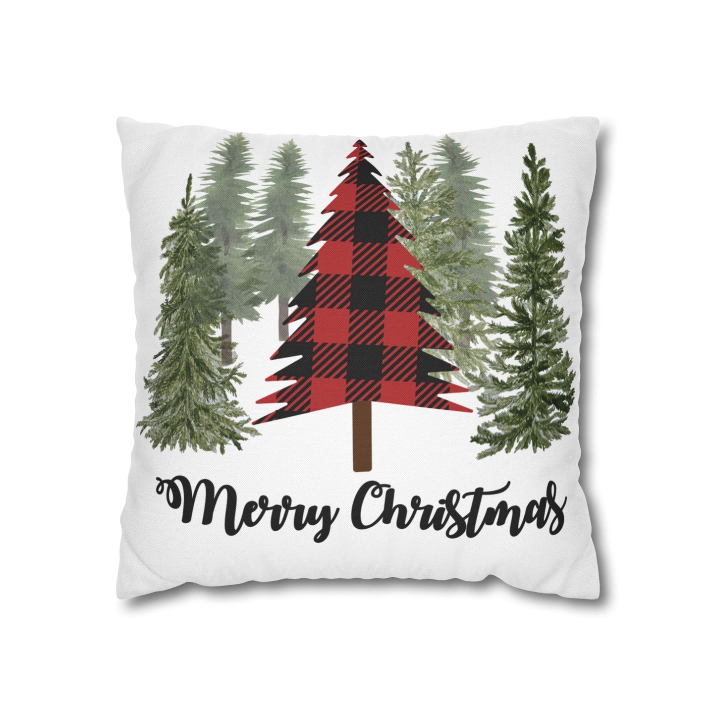 Christmas | "Merry Christmas" Festive Trees Square Pillow Covers (Available in 14", 16", 18", or 20")