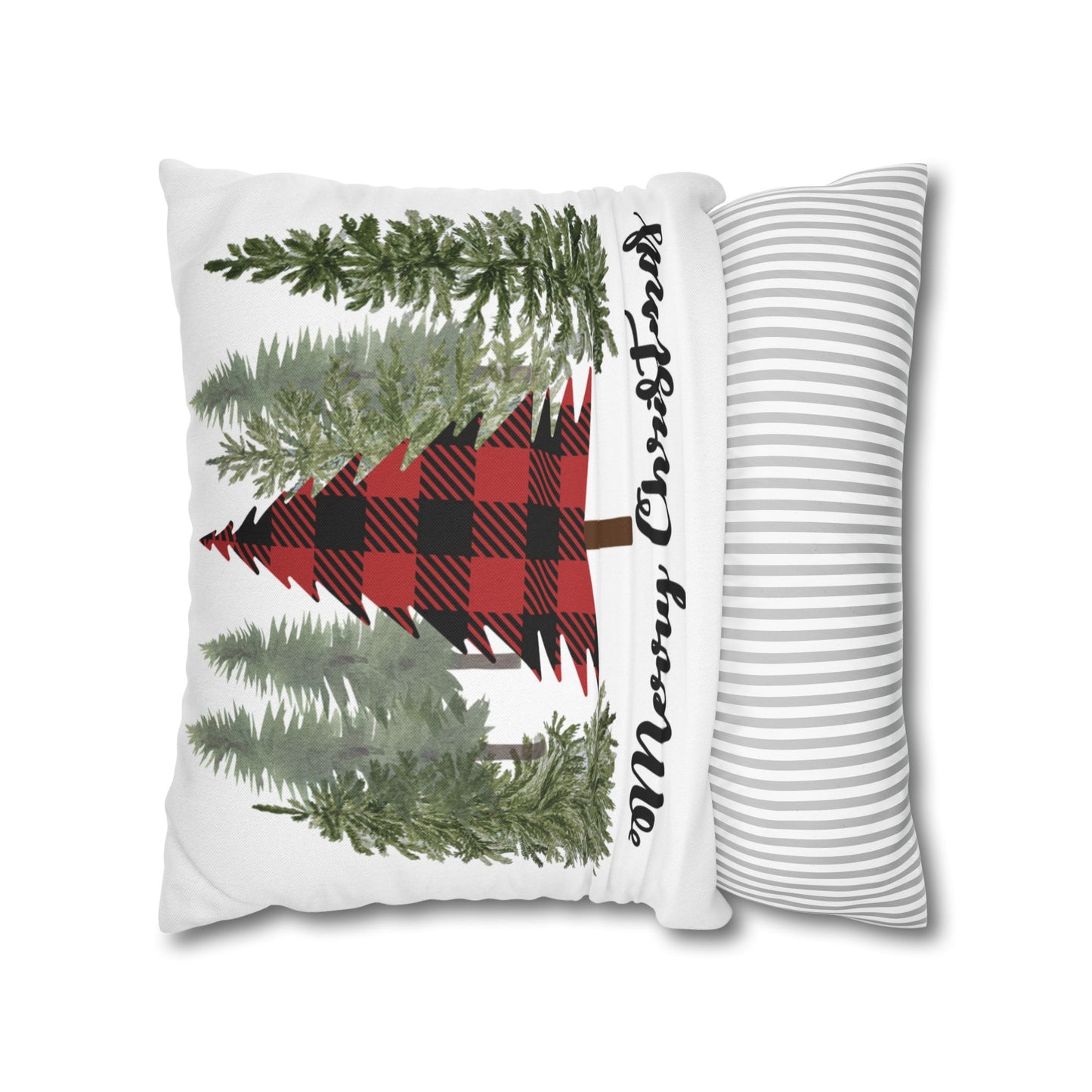 Christmas | "Merry Christmas" Festive Trees Square Pillow Covers (Available in 14", 16", 18", or 20")