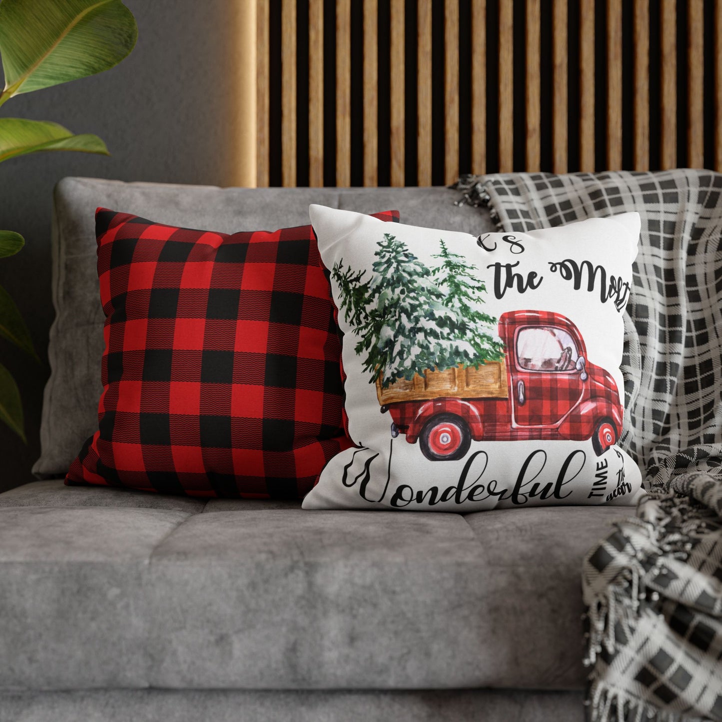 Christmas | "It's The Most Wonderful Time of the Year" Square Pillow Cover (Available in 14", 16", 18", and 20")