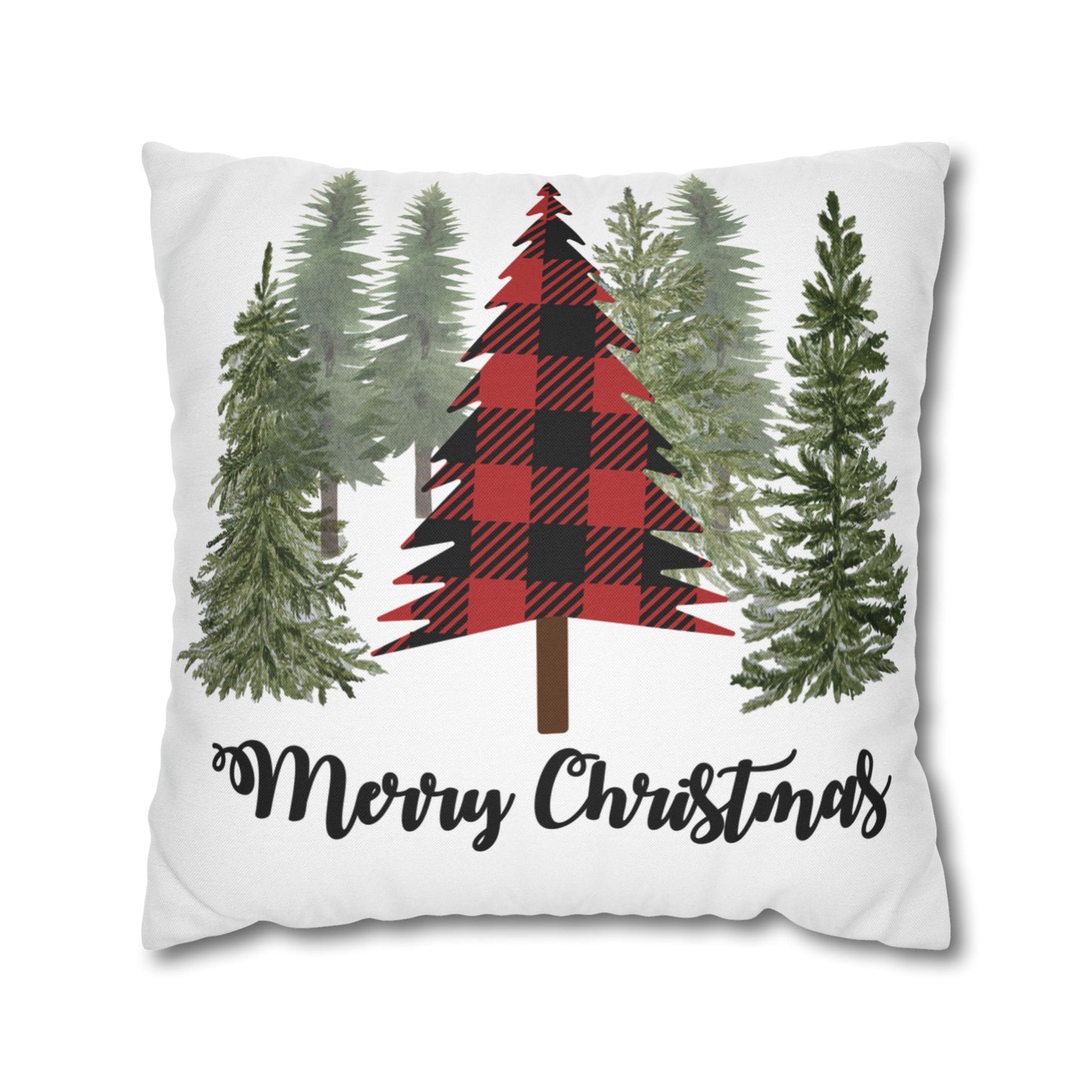 Christmas | "Merry Christmas" Festive Trees Square Pillow Covers (Available in 14", 16", 18", or 20")
