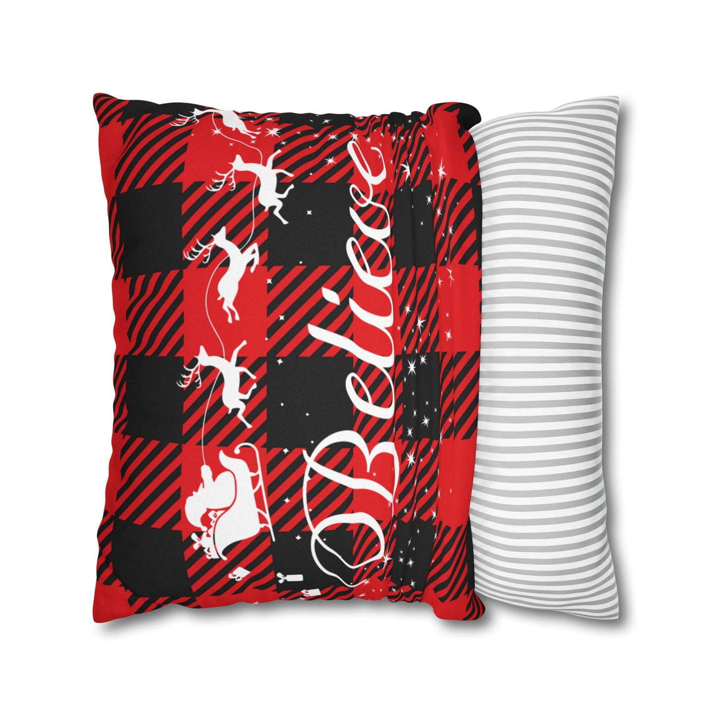 Christmas | Believe Square Pillow Cover (Available in 14", 16", 18", and 20")