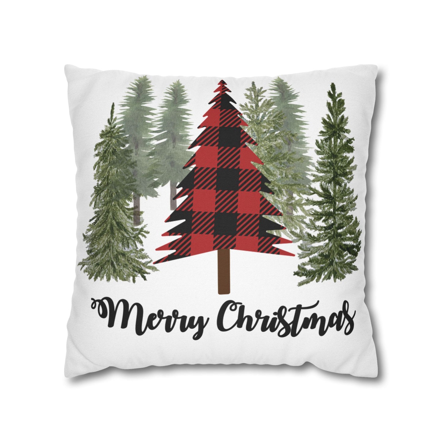 Christmas | "Merry Christmas" Festive Trees Square Pillow Covers (Available in 14", 16", 18", or 20")