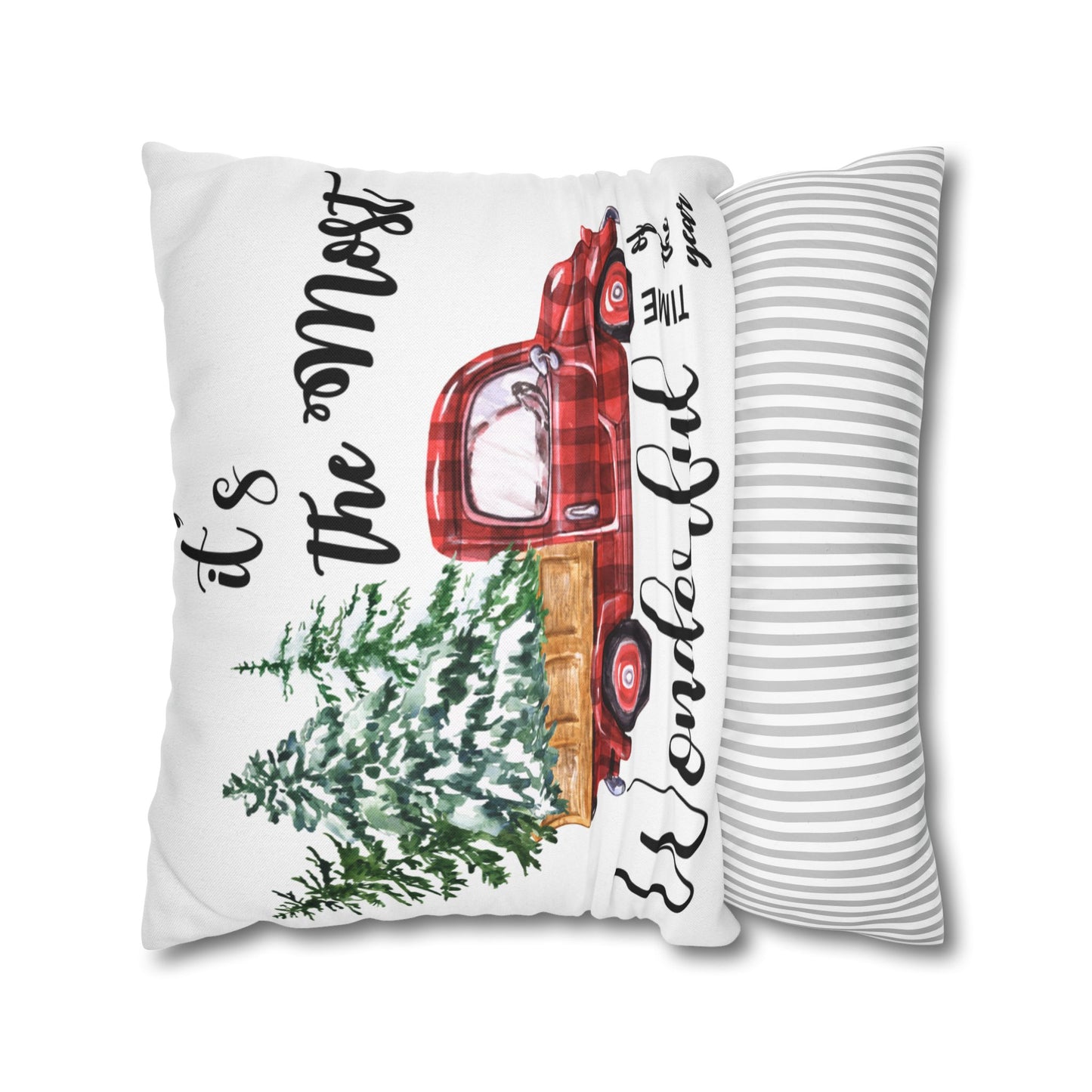 Christmas | "It's The Most Wonderful Time of the Year" Square Pillow Cover (Available in 14", 16", 18", and 20")