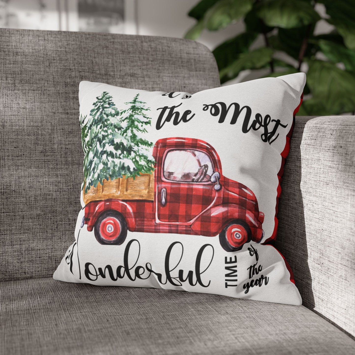 Christmas | "It's The Most Wonderful Time of the Year" Square Pillow Cover (Available in 14", 16", 18", and 20")