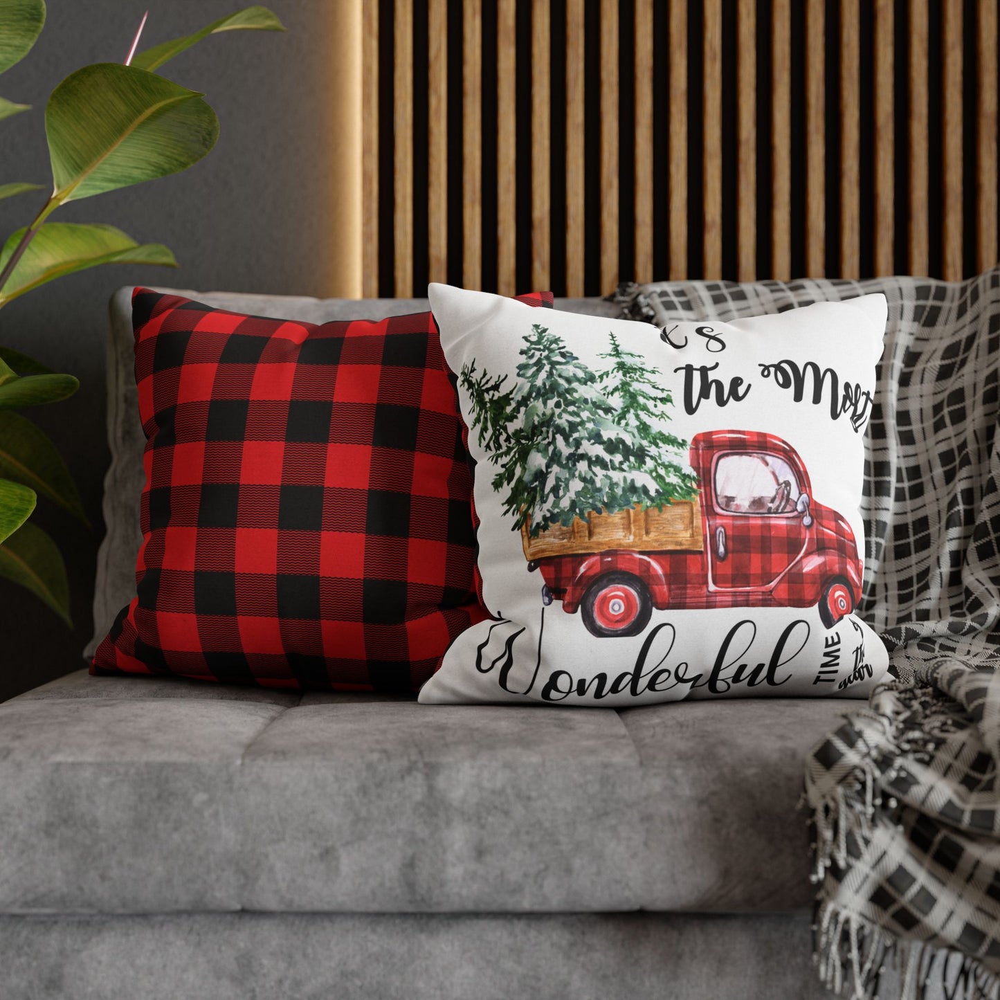 Christmas | "It's The Most Wonderful Time of the Year" Square Pillow Cover (Available in 14", 16", 18", and 20")