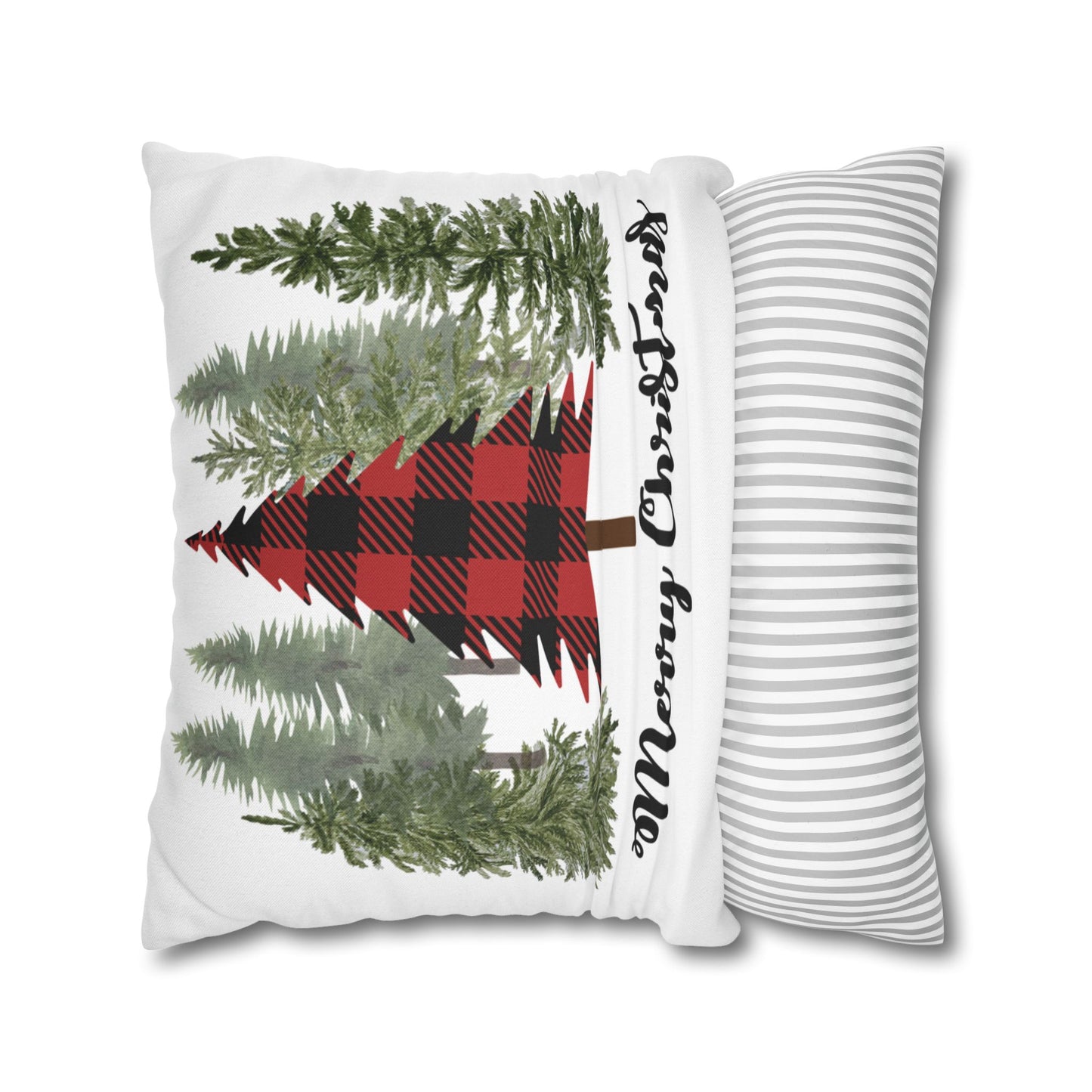 Christmas | "Merry Christmas" Festive Trees Square Pillow Covers (Available in 14", 16", 18", or 20")