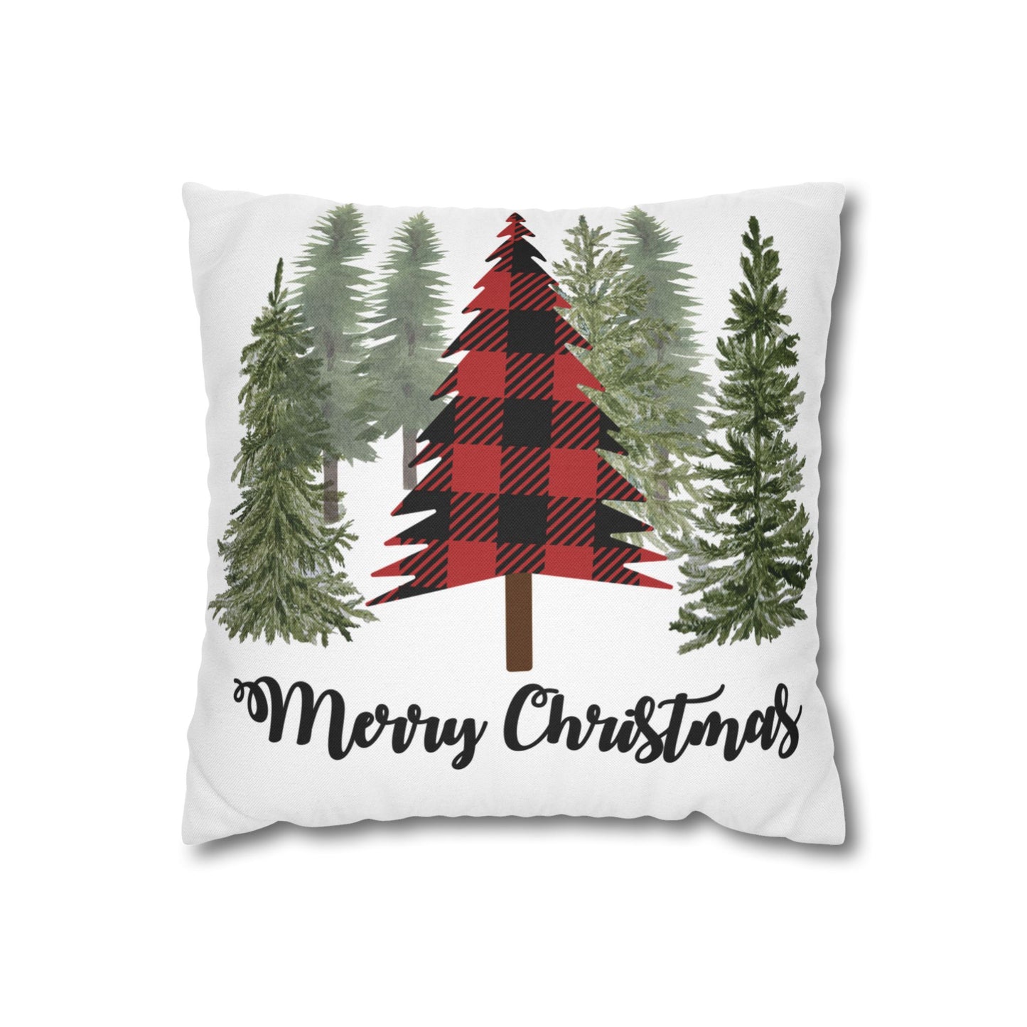 Christmas | "Merry Christmas" Festive Trees Square Pillow Covers (Available in 14", 16", 18", or 20")