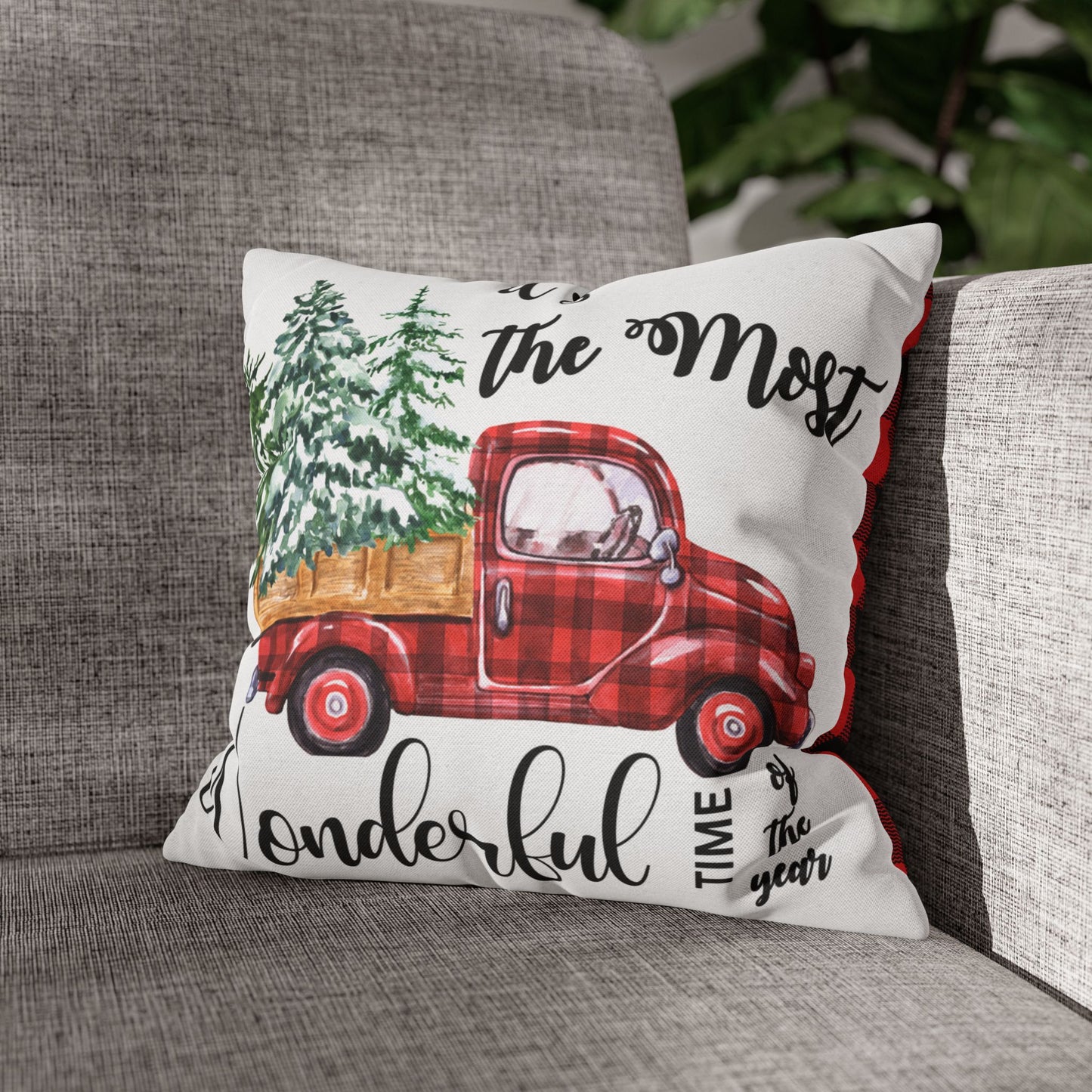 Christmas | "It's The Most Wonderful Time of the Year" Square Pillow Cover (Available in 14", 16", 18", and 20")