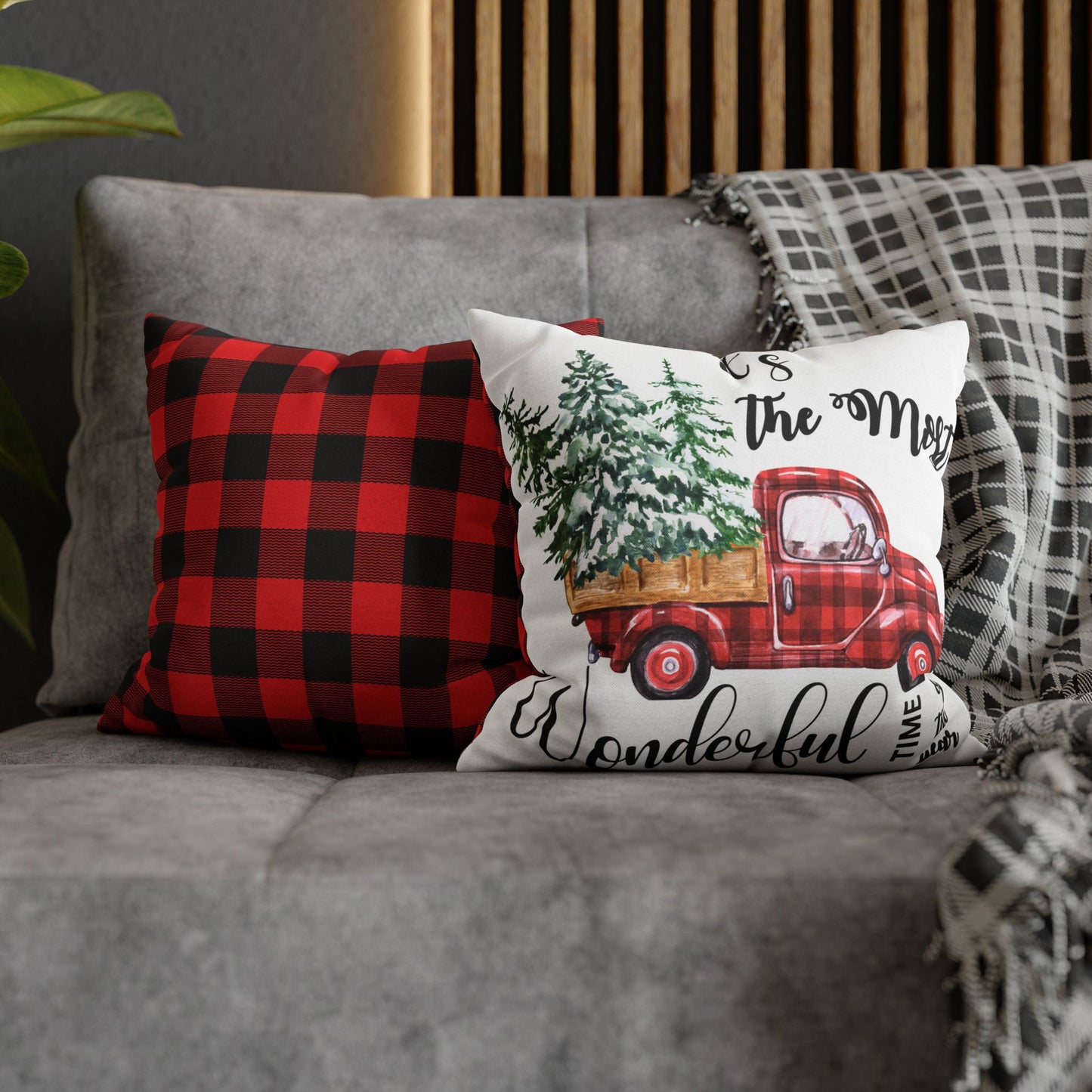 Christmas | "It's The Most Wonderful Time of the Year" Square Pillow Cover (Available in 14", 16", 18", and 20")