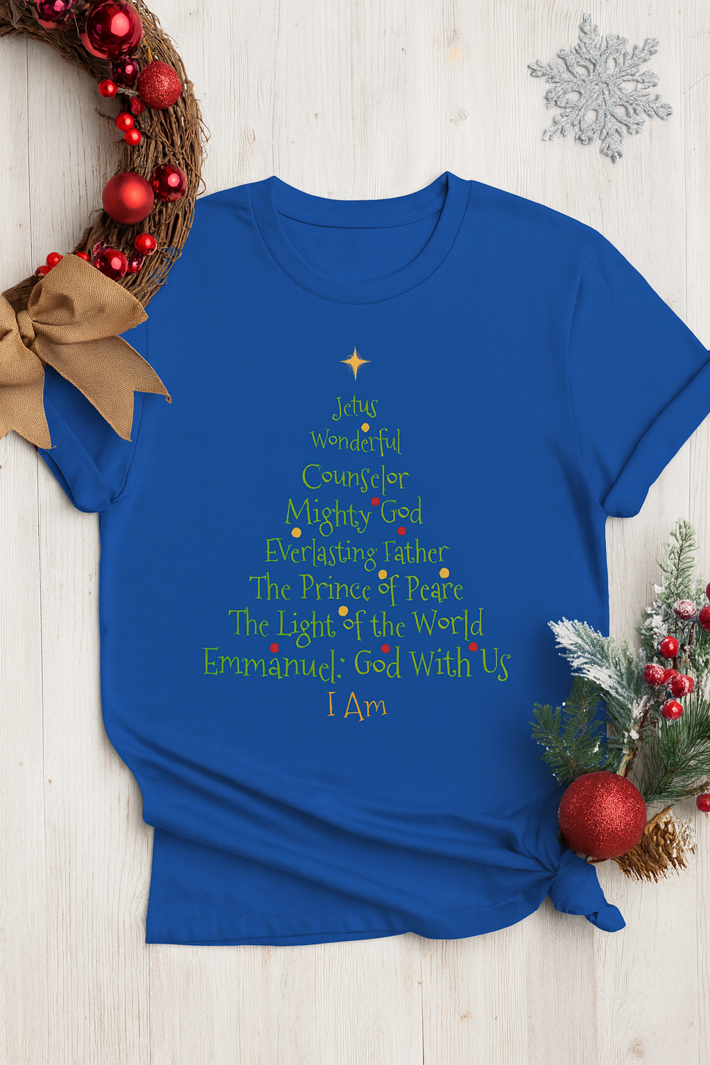 Christian Christmas Tree Names of Jesus T-Shirt