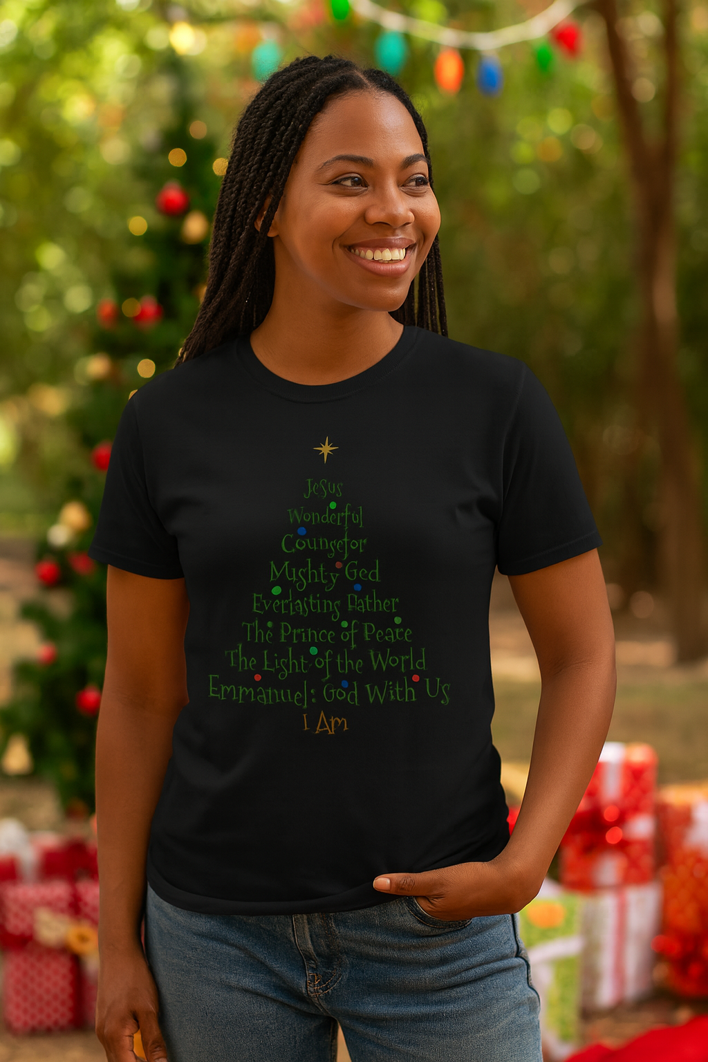 Christian Christmas Tree Names of Jesus T-Shirt