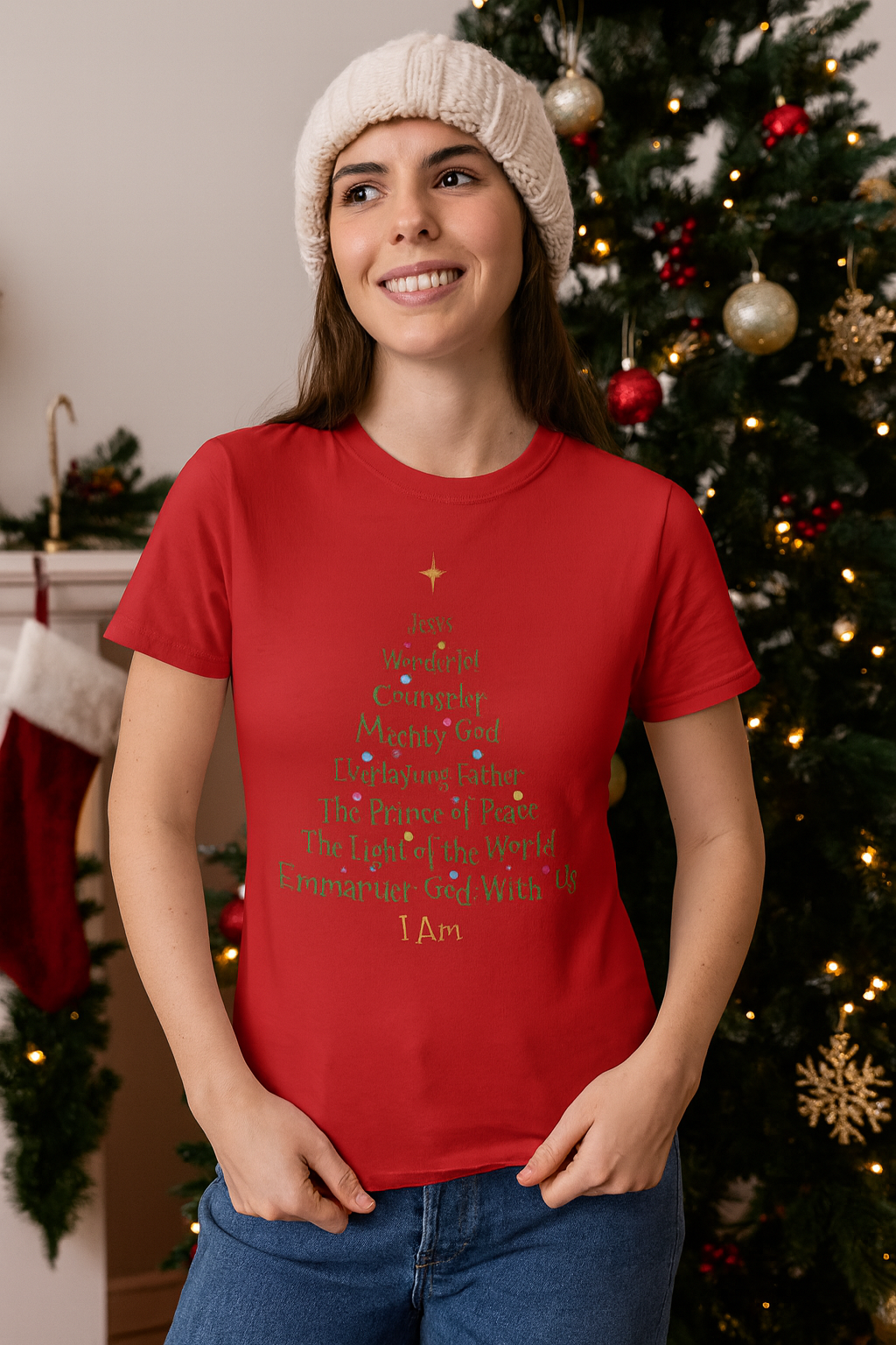 Christian Christmas Tree Names of Jesus T-Shirt