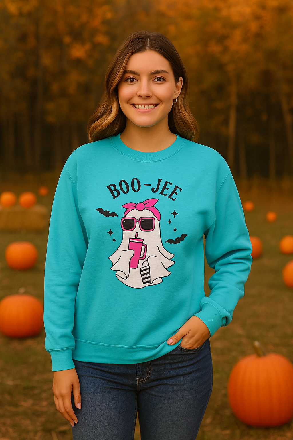 Comfort Colors® "Boo-Jee" Ghost Halloween Sweatshirt – Cute & Boujee Spooky Vibes