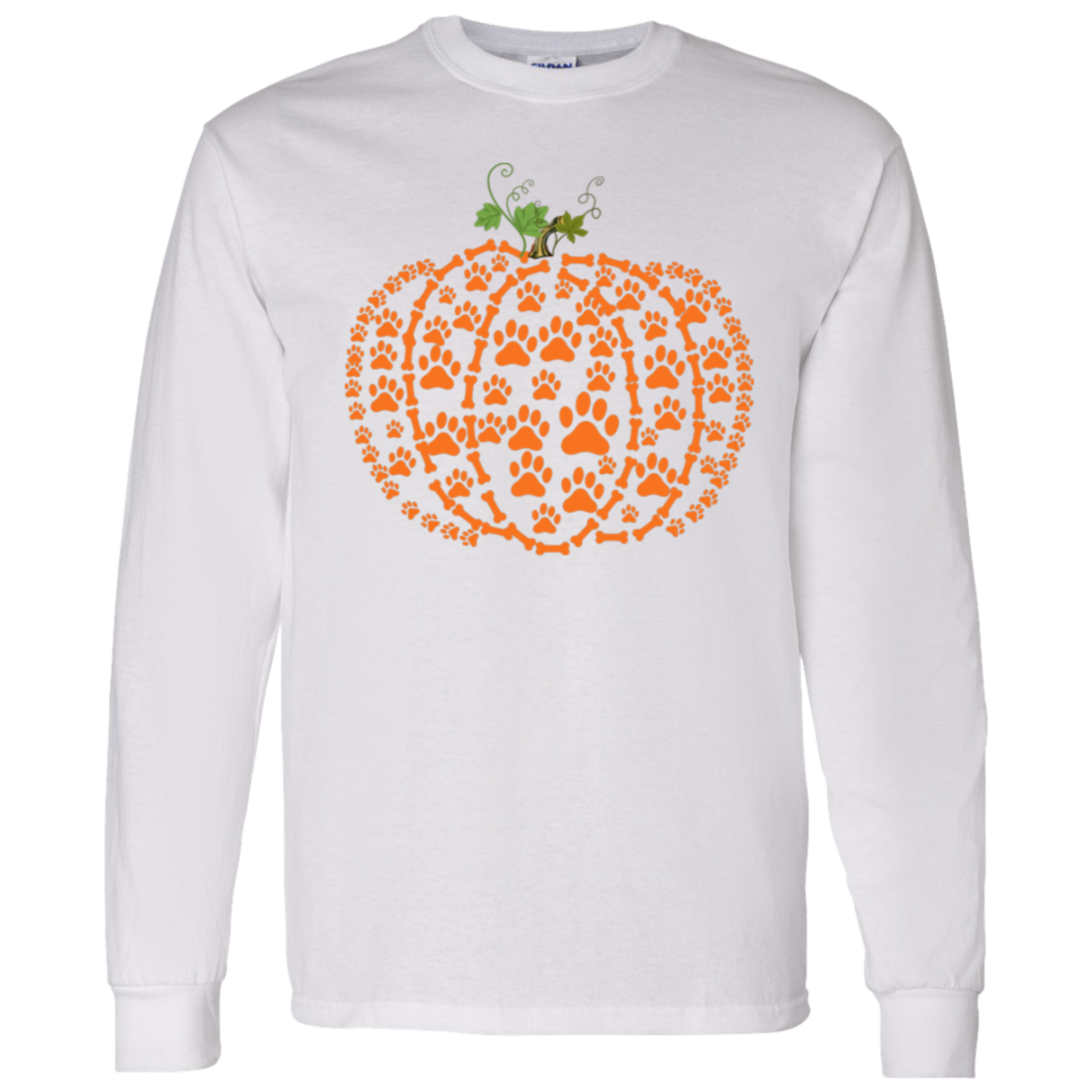 Fall | Long Sleeve Paw Print Pumpkin Tshirt
