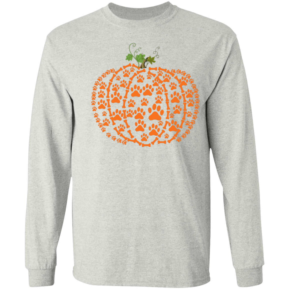 Fall | Long Sleeve Paw Print Pumpkin Tshirt