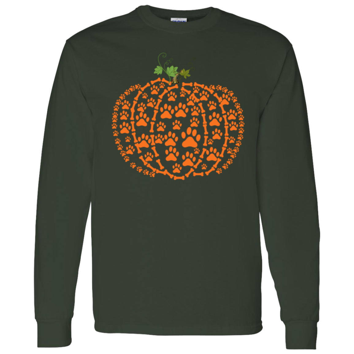 Fall | Long Sleeve Paw Print Pumpkin Tshirt