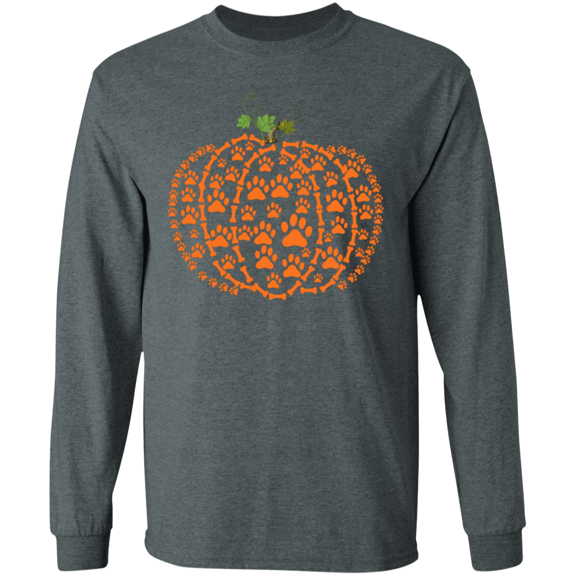 Fall | Long Sleeve Paw Print Pumpkin Tshirt