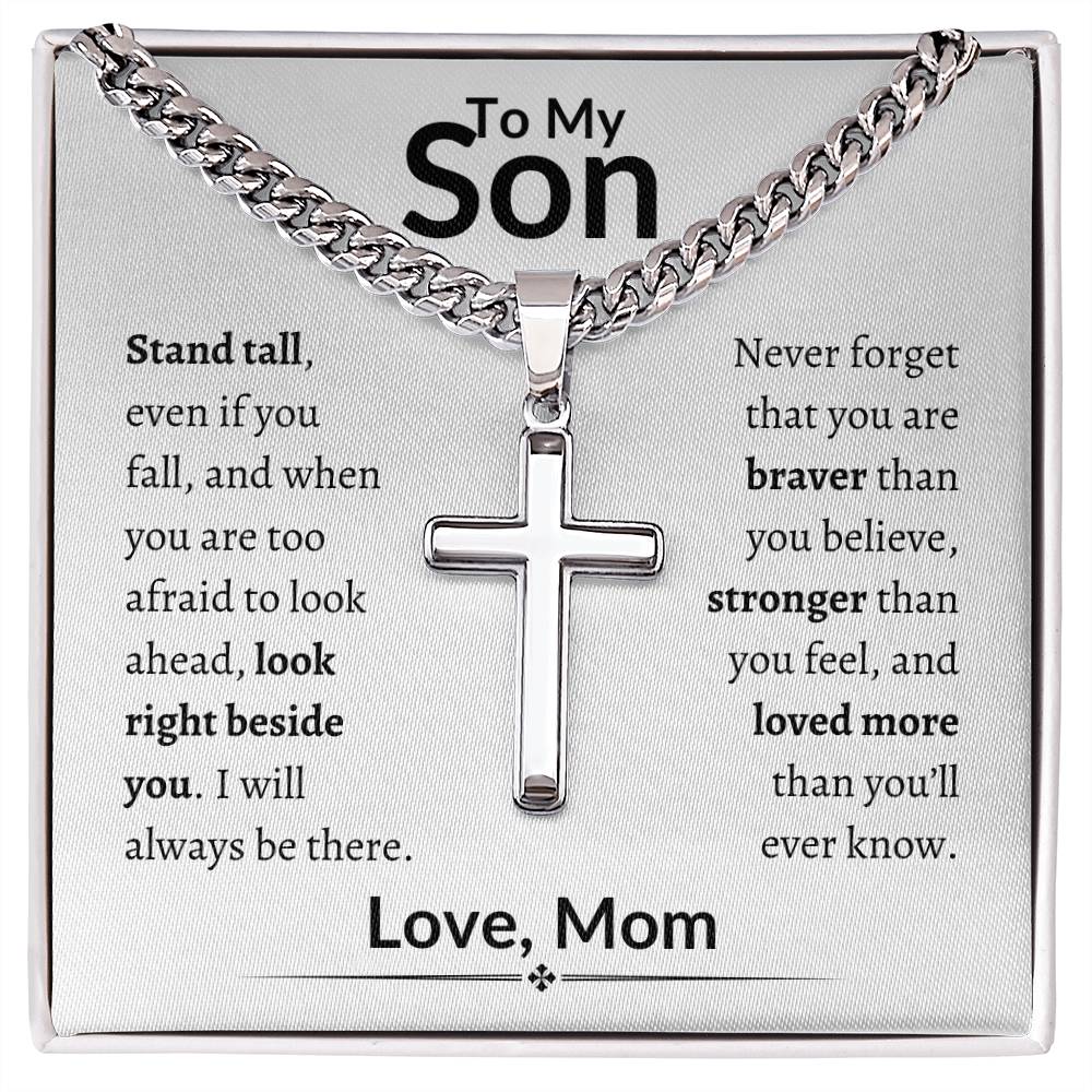 TO MY SON | Cuban Link Chain with Artisan Cross, Valentine's Day