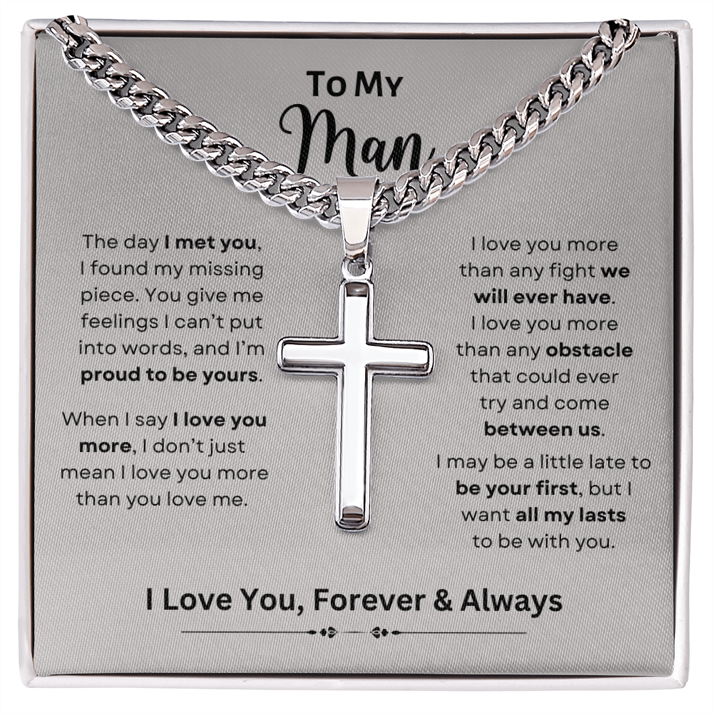 To My Man | Cuban Link Chain with Artisan Cross