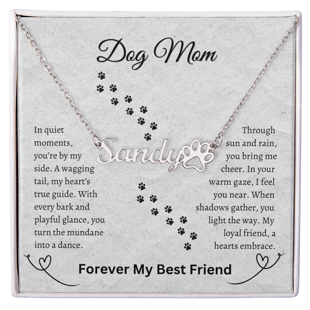DOG MOM NECKLACE | PAW PRINT NAME NECKLACE