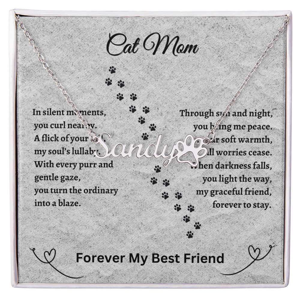 CAT MOM NECKLACE | PAW PRINT NAME NECKLACE