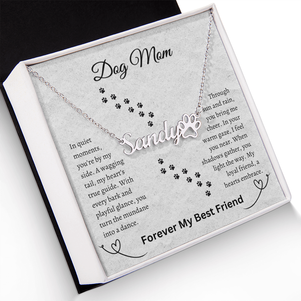 DOG MOM NECKLACE | PAW PRINT NAME NECKLACE