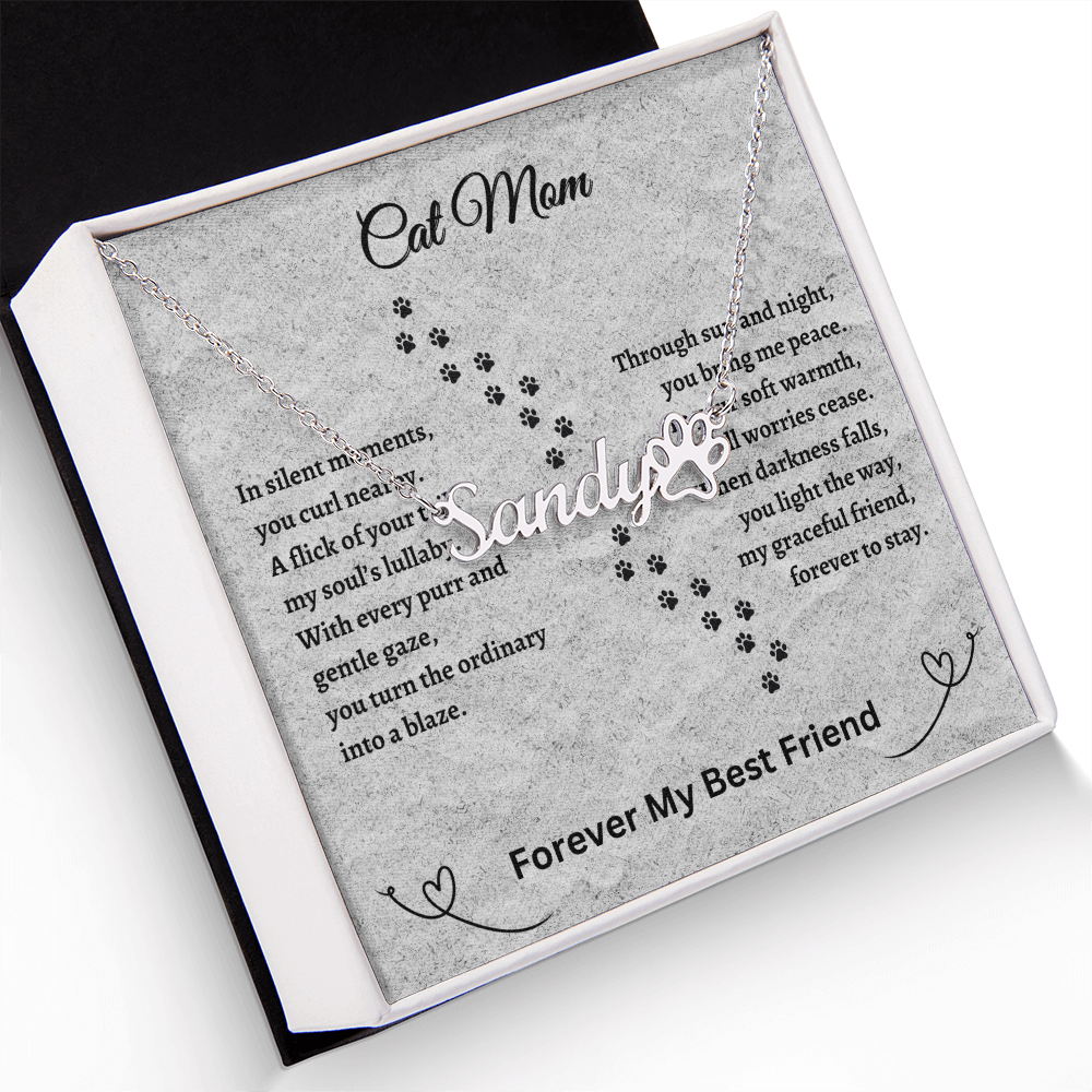 CAT MOM NECKLACE | PAW PRINT NAME NECKLACE