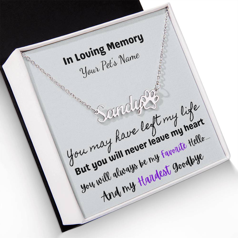 In Loving Memory of Your Cherished Furbaby | Pet Name Necklace