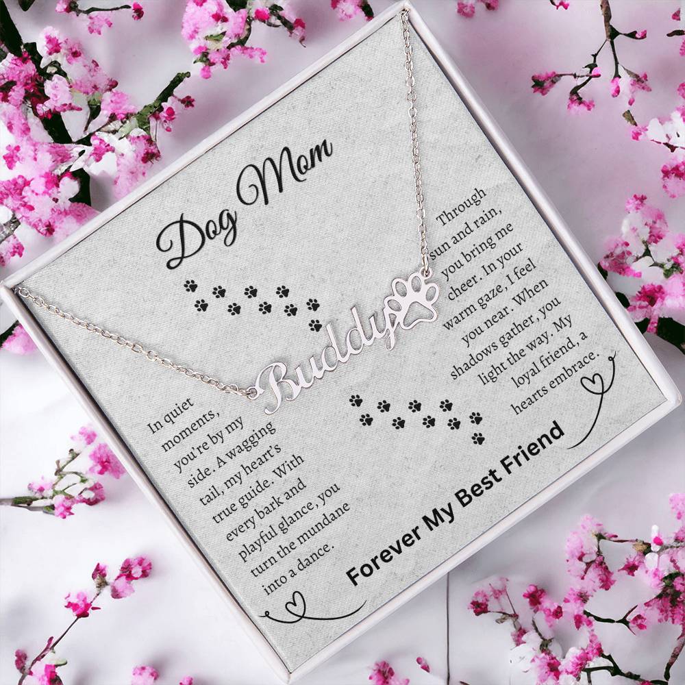 DOG MOM NECKLACE | PAW PRINT NAME NECKLACE