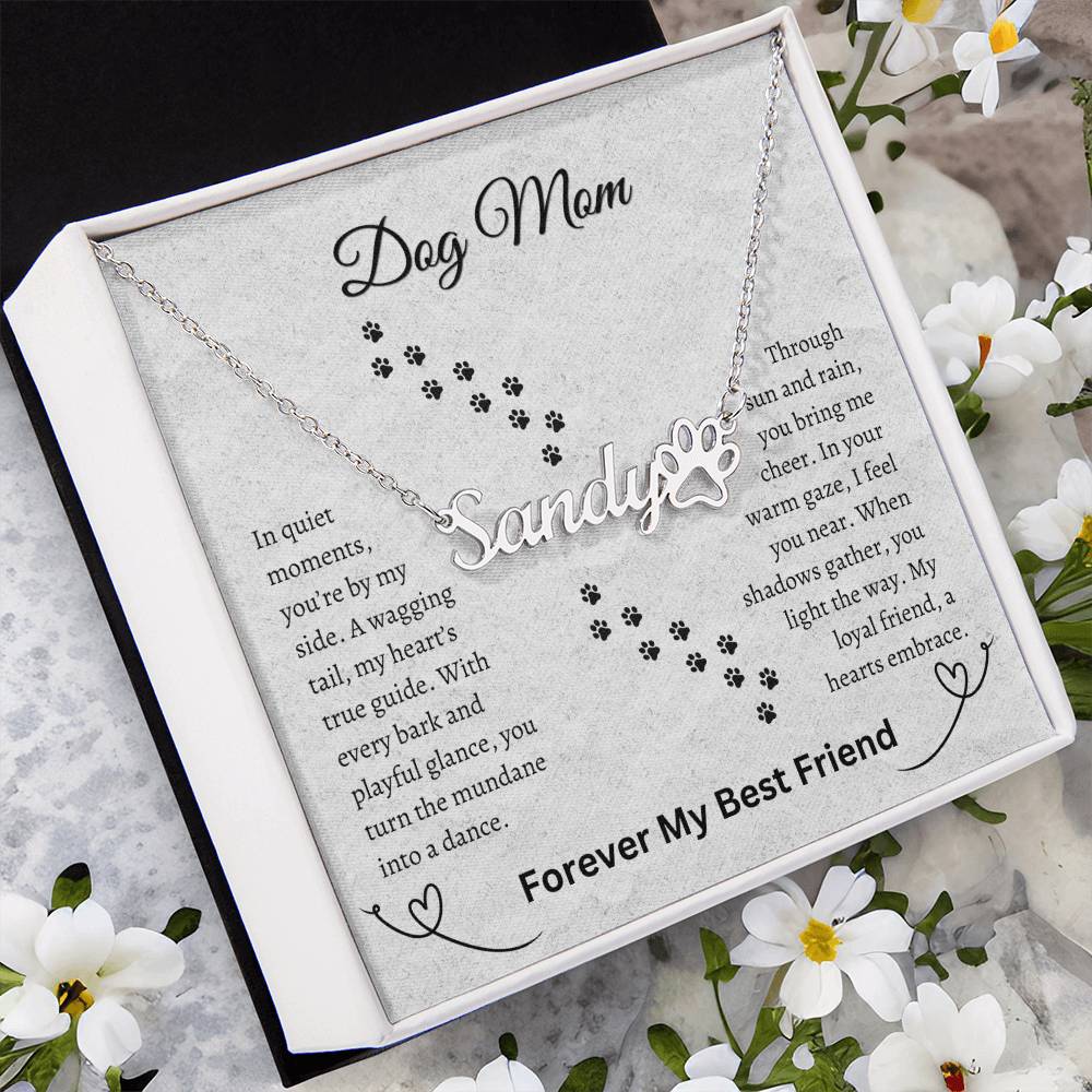 DOG MOM NECKLACE | PAW PRINT NAME NECKLACE
