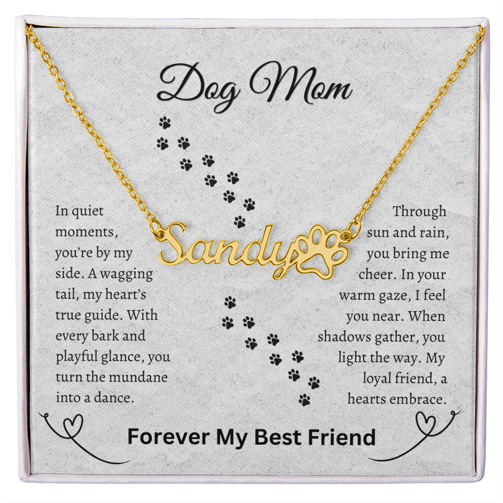 DOG MOM NECKLACE | PAW PRINT NAME NECKLACE