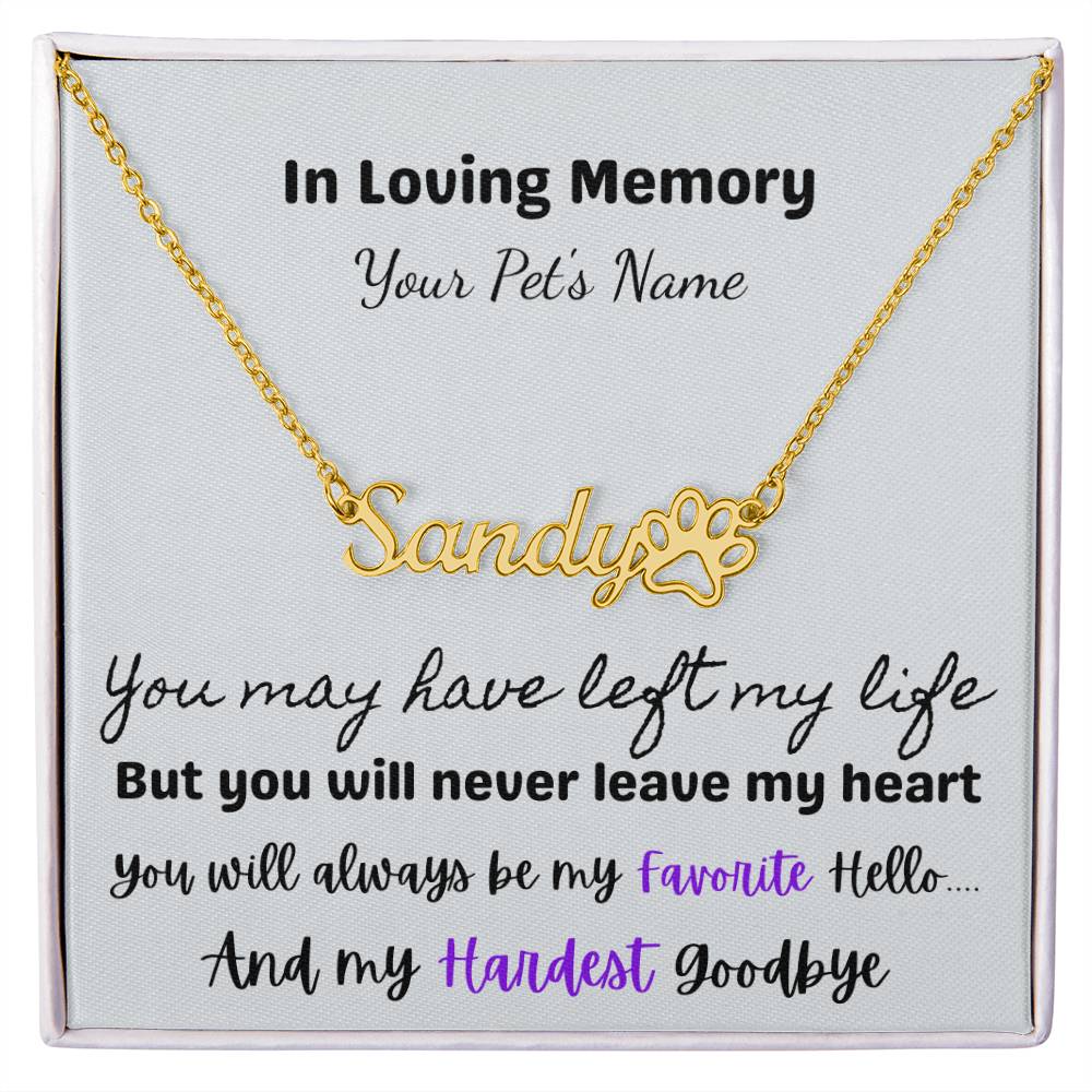 In Loving Memory of Your Cherished Furbaby | Pet Name Necklace