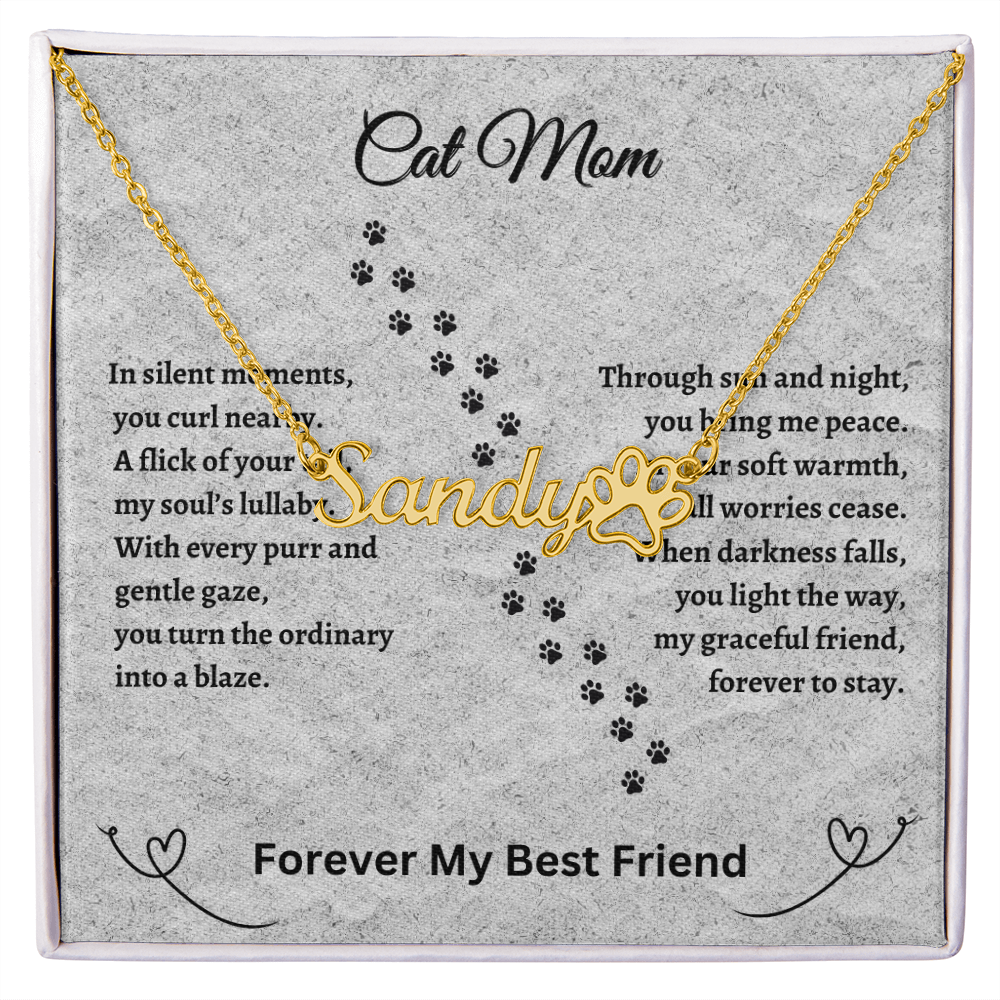 CAT MOM NECKLACE | PAW PRINT NAME NECKLACE