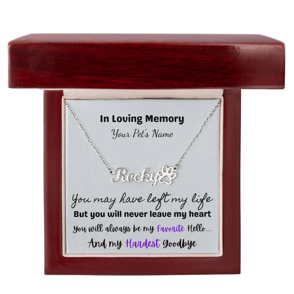 In Loving Memory of Your Cherished Furbaby | Pet Name Necklace