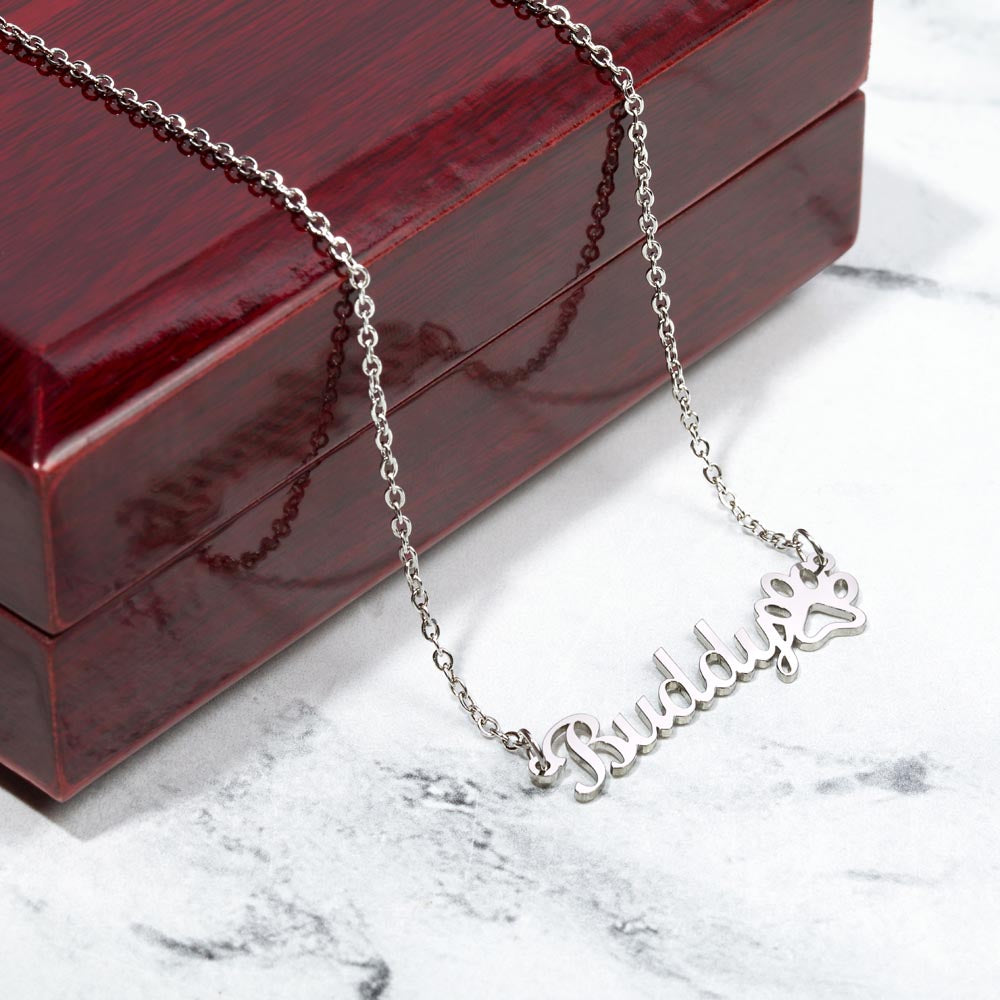 DOG MOM NECKLACE | PAW PRINT NAME NECKLACE