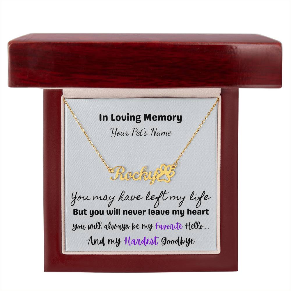 In Loving Memory of Your Cherished Furbaby | Pet Name Necklace