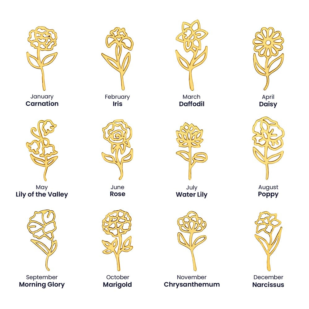 Personalized Birth Month Flower Name Necklace – “No Rain, No Flowers” Inspirational Gift