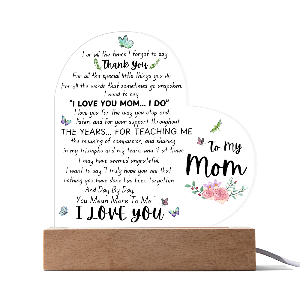 To My Mom | Heart Acrylic Plaque