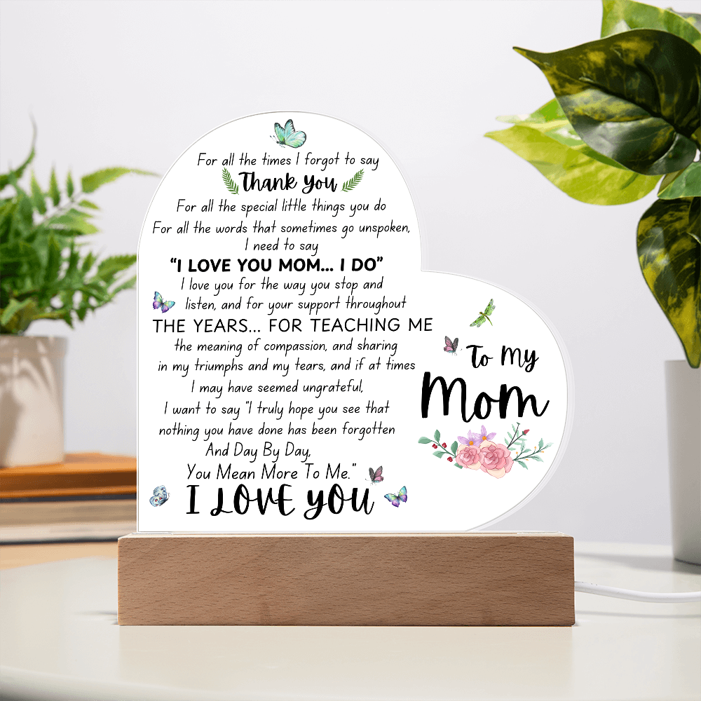To My Mom | Heart Acrylic Plaque