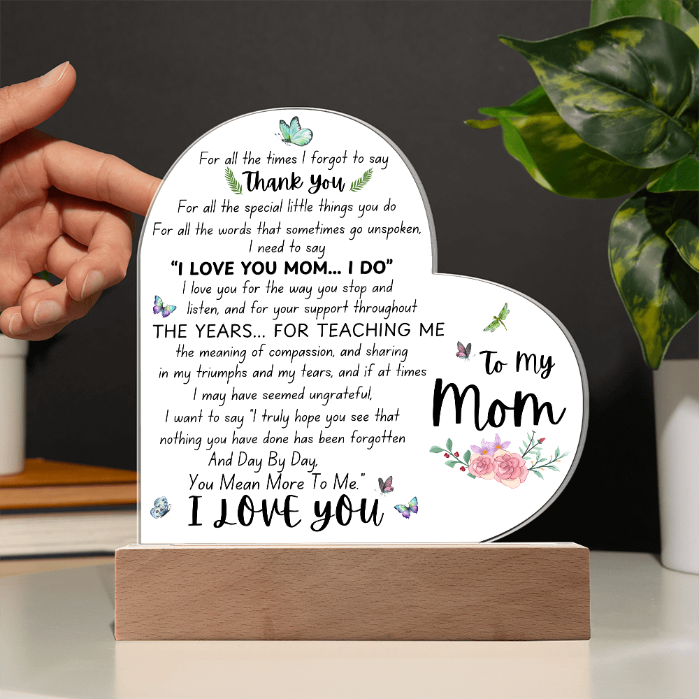 To My Mom | Heart Acrylic Plaque