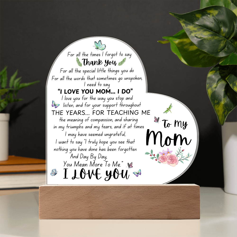 To My Mom | Heart Acrylic Plaque