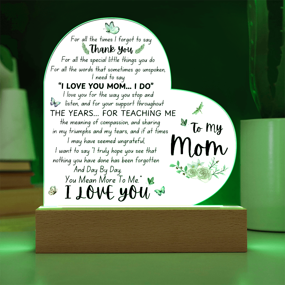 To My Mom | Heart Acrylic Plaque