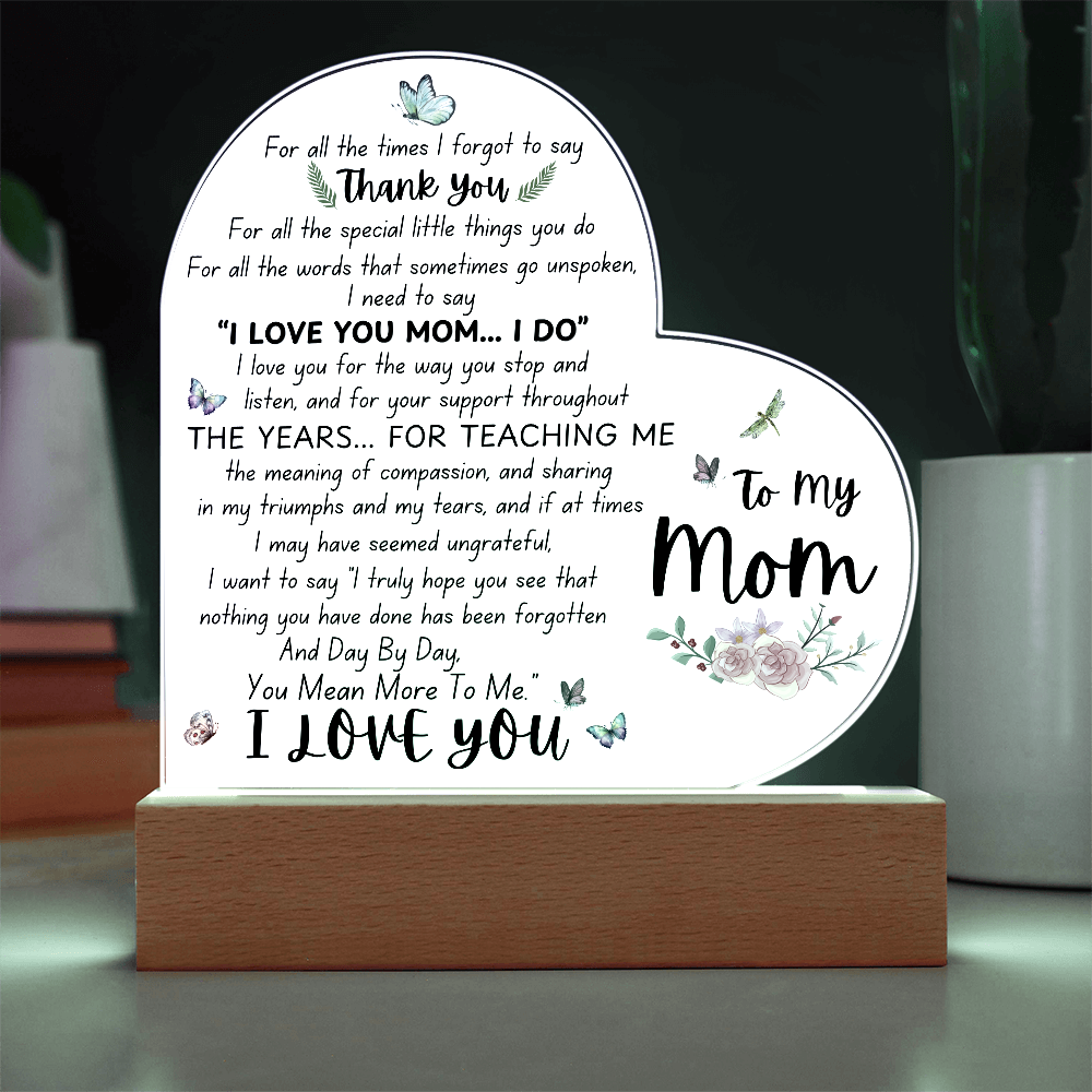 To My Mom | Heart Acrylic Plaque